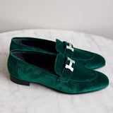 Mocassim Hermès Paris Veludo Verde