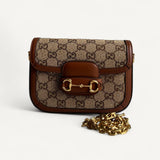 Bolsa Gucci Horsebit 1955 Crystals Small Shoulder Bag Monograma