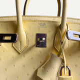 Bolsa Hermès Birkin 25 Ostrich Limoncello com Ferragens Palladium