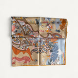 Lenço Hermès 90 Academia Hippica Bleu Glacier / Sable / Bouton D or