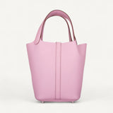 Bolsa Hermès Picotin 18 Clemence Mauve Pale com Ferragens Palladium