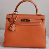 Bolsa Hermès Kelly 28 Sellier Natural Sand Com Ferragens Gold