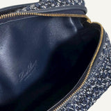 Bolsa Loro Piana Extra Pocket Pouch Tweed Blue com Ferragens Douradas
