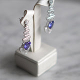 Brinco Em Ouro Branco 18K com Diamantes e Tanzanitas