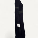 Vestido Burberry Midi Preto com Detalhes Verde Neon