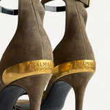 Sandália Balmain Brown Suede Rudie Heeled Sandals