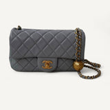 Bolsa Chanel Classic Flap Mini Cinza com Ferragens Douradas