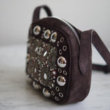Bolsa Valentino Nellcotê Camurça Marrom com Ferragens Prata