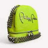 Mochila Philipp  Plein Mini Verde  Neon com Spikes
