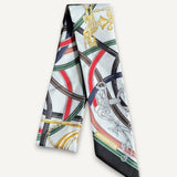Twilly Hermès Harnais Seda Legendaire Branco e Verde