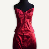 Conjunto Corset e Saia Dolce & Gabbana Cetim Vermelho