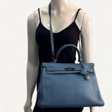 Bolsa Hermès Kelly 32 Togo Cobalt com Ferragens Palladium