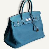 Bolsa Hermès Birkin 35 Togo bleu Jeans com Ferragens Palladium