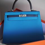 Bolsa Hermès Kelly 25 Epsom Bleu Zanzibar | Bleu Nuit com Ferragens Palladium