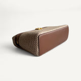 Bolsa Loro Piana Extra Pocket L19 Ecru Brown Cotton com Ferragens Douradas