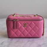 Bolsa Chanel Vanity Case Lambskin Pink Small