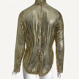 Body Burberry em Malha de Metal Dourada
