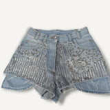 Short Balmain Jeans com Tachas e Lantejoulas
