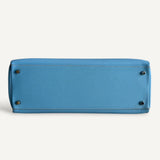 Bolsa Hermès Kelly 35 Epsom Blue Jean com ferragens Palladium