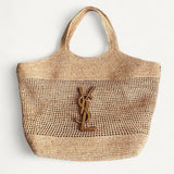 Bolsa Saint Laurent Bolsa Icare Em Ráfia-Bege