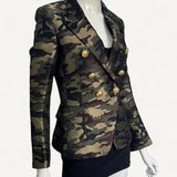 Blazer Balmain com Estampa Militar e Botões Dourados