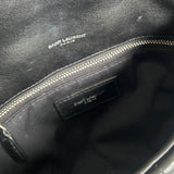 Bolsa Saint Laurent Lou Lou Puffer Preta com Ferragens Prateadas