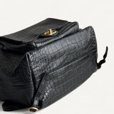 Mochila Chanel Croco Embossed Backpack Preta