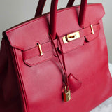 Bolsa Hermès Birkin 35 Epsom Clemence com Ferragens Douradas