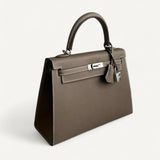 Bolsa Hermès Kelly 25 Epsom Sellier Etoupe com Ferragens Palladium
