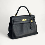 Bolsa Hermés Kelly 32 Togo Noir com Ferragens Gold
