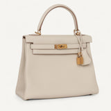 Bolsa Hermès Kelly 25 Togo Craie com Ferragens Gold