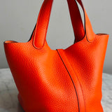 Bolsa Hermès Picotin 18 Orange com Ferragens Palladium
