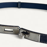 Cinto Hermès Kelly 18 Denim com Ferragens Palladium