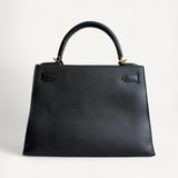 Bolsa Hermès Kelly 28 Epsom Noir com Ferragens Gold