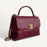 Bolsa Chanel Medium Trendy CC Burgundy com Ferragens Douradas