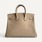 Bolsa Hermès Birkin 25 Ostrich Parchemin com Ferragens Palladium