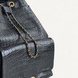 Mochila Chanel Croco Embossed Backpack Preta