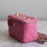 Bolsa Chanel Vanity Case Lambskin Pink Small