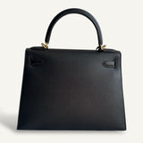 Bolsa Hermès Kelly 28 Epsom Noir com Ferragens Gold