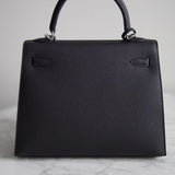 Bolsa Hermes Kelly 25 Epsom Noir com Ferragens Palladium