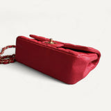 Bolsa Chanel Classic Flap Mini Rosa Coral com Ferragens Douradas