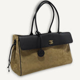 Bolsa Chanel Suede Grained Calfskin & Gold - Tone Metal | Dark Beige & Black