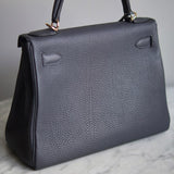 Bolsa Hermès Kelly 28 Togo Gris Misty com Ferragens Gold