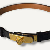 Cinto Hermès 18 Noir Com Ferragens Gold