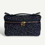 Bolsa Loro Piana Extra Pocket Pouch Tweed Blue com Ferragens Douradas