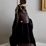 Bolsa Hobo Gucci Jockey Monogram Camurça Preto | Marrom