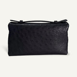Bolsa Loro Piana Extra Pocket L19 Ostrich Black com Ferragens Douradas