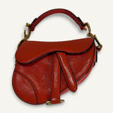 Bolsa Christian Dior Goatskin Micro Saddle Bag With Strap Bright Orange