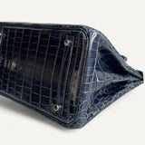 Bolsa Hermès Birkin 30 Croco Niloticus Shiny Bleu Marine com Ferragens Palladium
