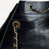 Mochila Chanel Croco Embossed Backpack Preta